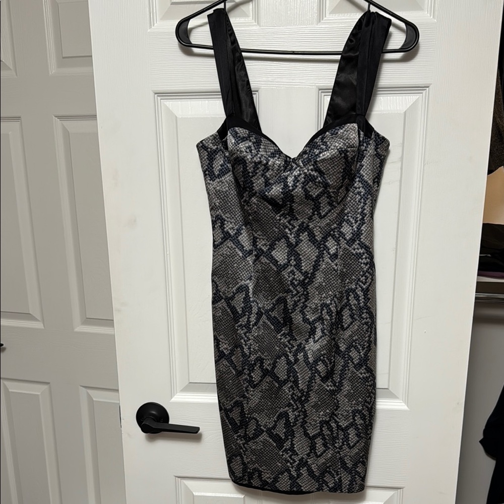 Single Black and Gray Strapless Sheath Dress